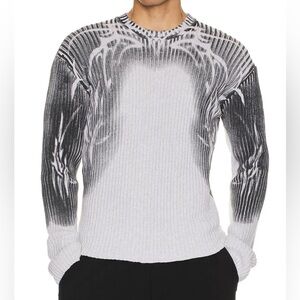 Jaded London Tattoo Spray Knit Sweater in Grey // Size Large